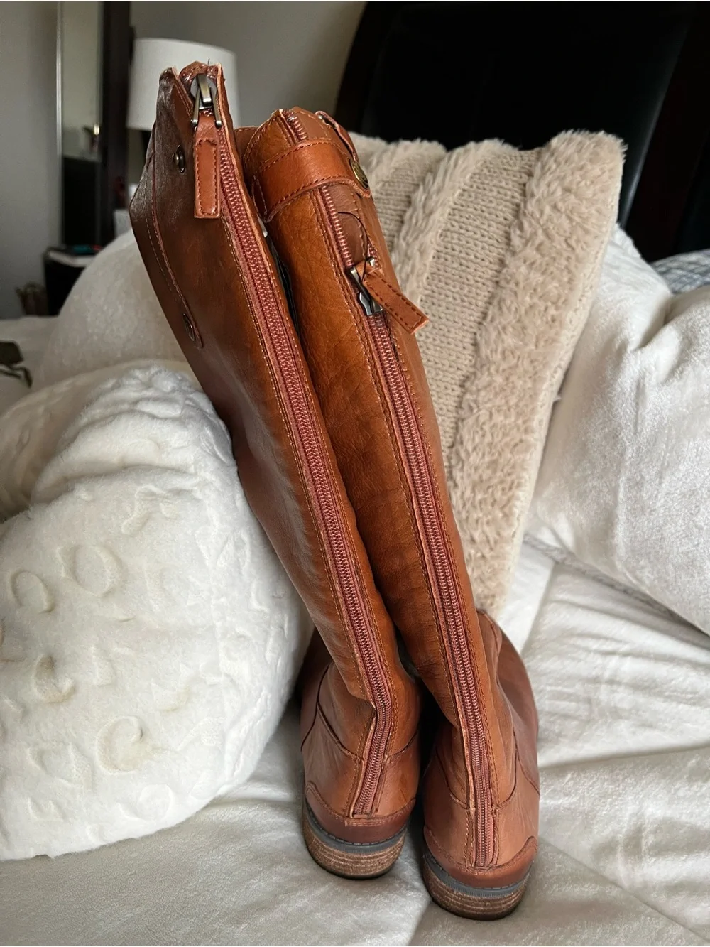 Sam Edelman Tall Leather Riding Boots in Cognac Brown